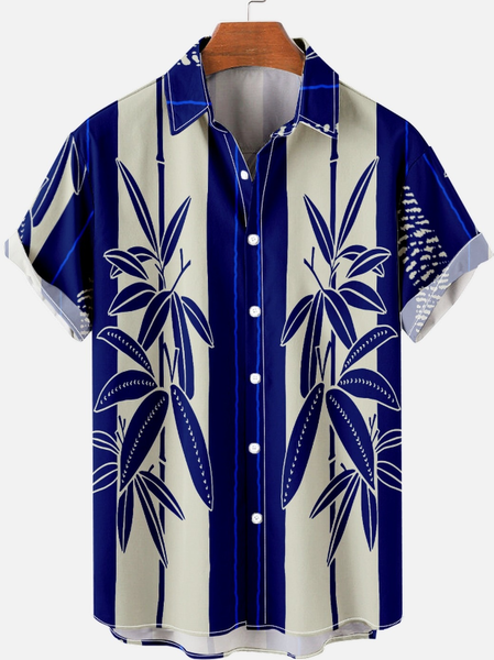 

Blue Flower Men‘s Short Sleeve Shirt, As picture, Short Sleeves Shirts