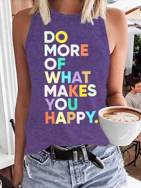 

Fun Happy Inspirational Teacher Cute Letter Knit Tank, Purple, Tank Tops