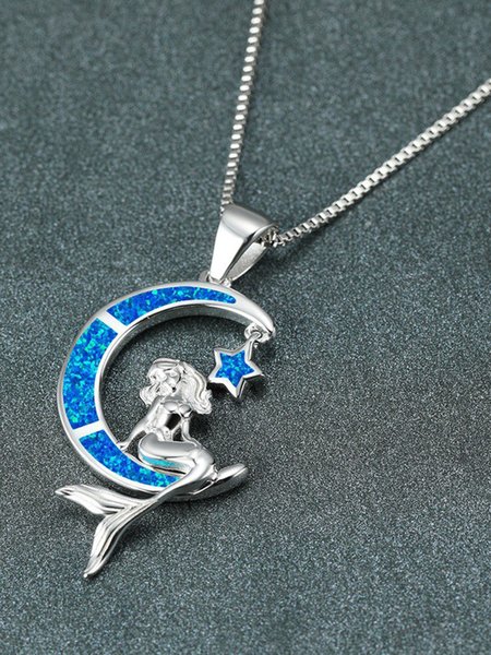 

Opal Moon Angel Necklace, Blue, Necklaces