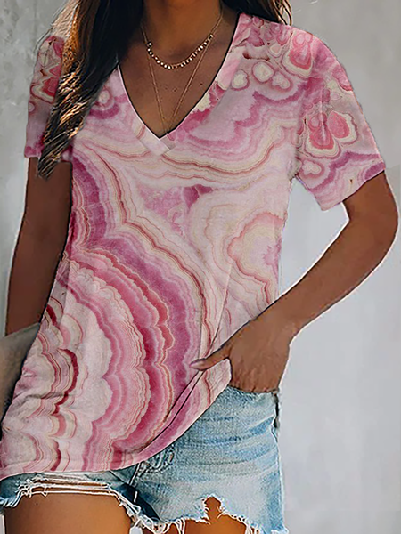 

Plus size Casual Printed Short Sleeve T-Shirt, As picture, T-Shirts