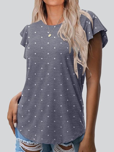

Crew Neck Regular Fit Short Sleeve T-Shirt, Gray, Tunics
