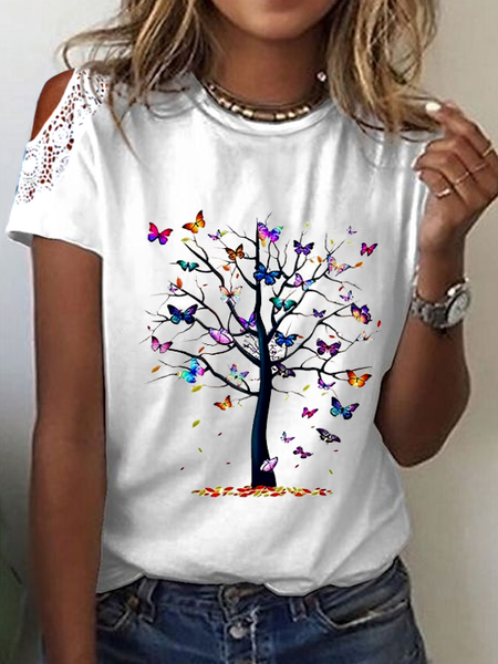 

Loosen Short Sleeve T-Shirt, White, T-Shirts