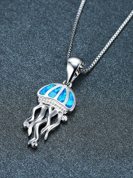 

Opal Jellyfish Necklace, Blue, Necklaces