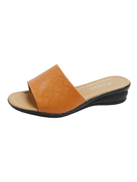 

Check Cut Wedge Heel Resort Slippers, Orange, Sandals