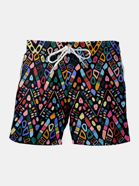 

Abstract Geometric Shape Men's Casual Beach Shorts, Black, Men's shorts