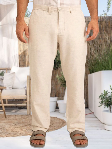 

Cotton And linen Style American Casual Basic Wild linen Trousers, As picture, Pants