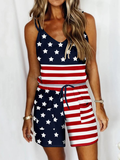 

Casual Spaghetti Jumpsuit & Romper, Blue, Jumpsuits＆Rompers