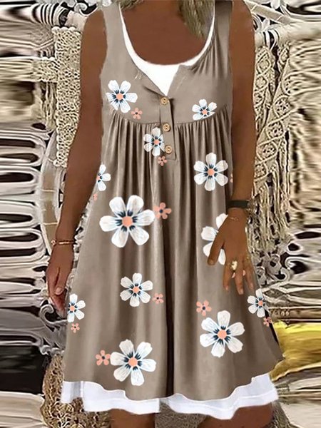 

Regular Fit Sleeveless Knit Dress, Khaki, Mini Dresses