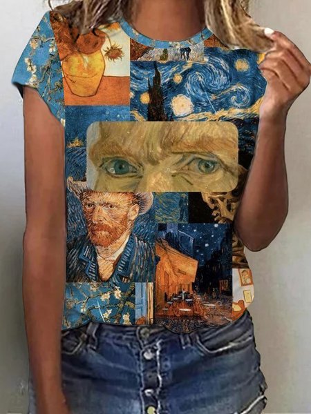 

Casual Abstract Short Sleeve T-Shirt, Multicolor, T-Shirts