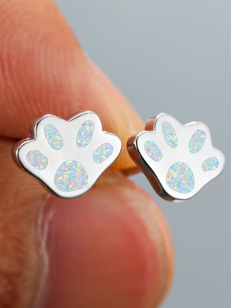 

Opal Paw Necklace, White, Earrings