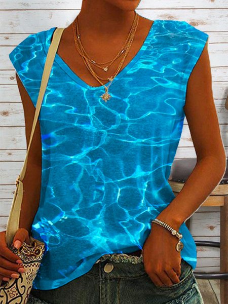 

Water ripple ocean print spring new explosion style super nice casual ladies top, Multicolor, Shirts & Blouses
