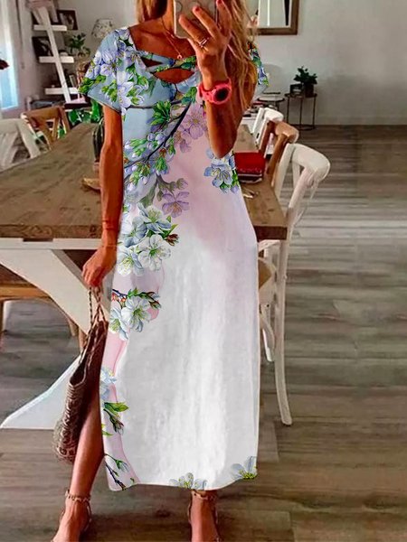 

Knitted floral print spring new explosion style super nice ladies casual dress, Multicolor, Dresses