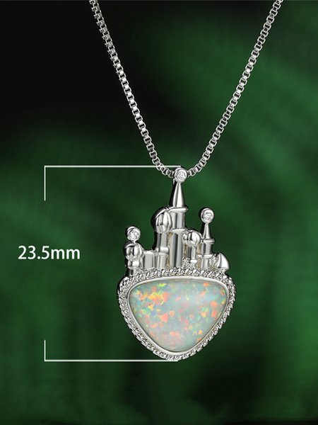 

Opal Heart Castle Necklace, White, Necklaces