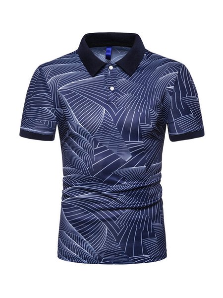 

Mens Printed Polo Shirt, Navyblue, Men's t-shirts