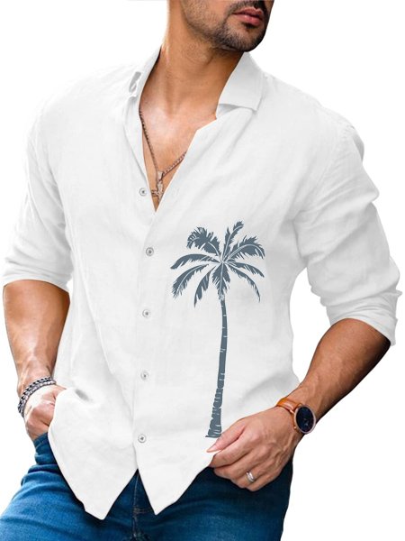 

Men's Hawaiian Casual Coconut Short Sleeve Shirt, White, Blouses&Shirts
