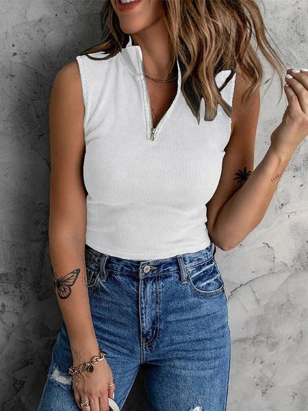 Skinny Sexy Solid Knit Tank, White, Tanks & Camis