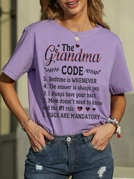 

Red Plaid The Grandmama Code Grandma Casual Regular Fit Short Sleeve T-Shirt, Purple, T-shirts