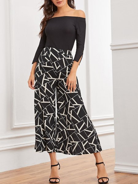 

Geometric Pants, Black, Wide Leg Pants