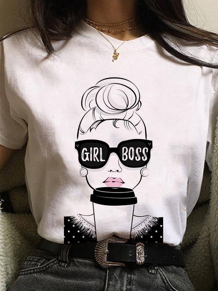 

Mother's Day Theme Cute Print Spring New Explosive Ladies Knit T-Shirt, Multicolor, T-Shirts