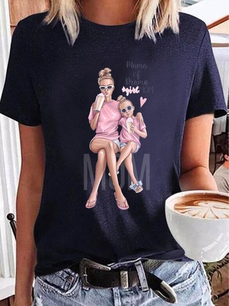 

Mother's Day Theme Cute Print Spring New Explosive Ladies Knit T-Shirt, Multicolor, T-Shirts