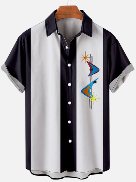 

Retro Men's Casual Short Sleeve Shirt, As picture, Short Sleeves Shirts