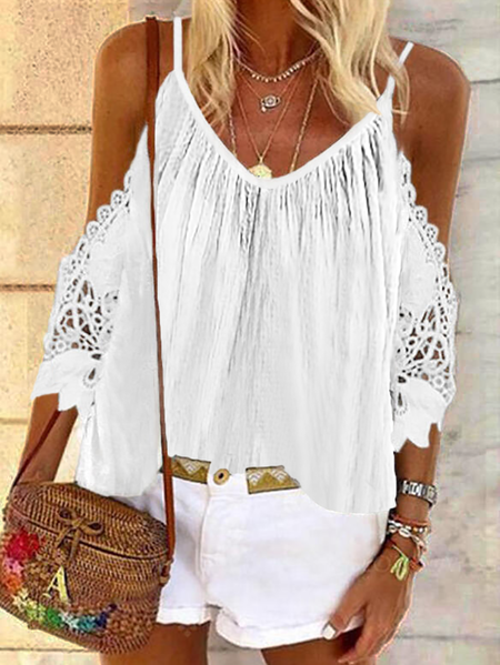 

Plus size Casual Plain Holiday Tops, White, Tops