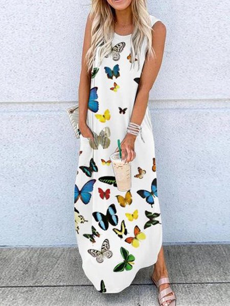 

Crew Neck Loosen Casual Sleeveless Knitting Dresses, Multicolor, Maxi Dresses
