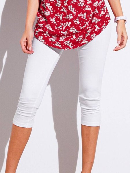 

Plain Casual Skinny Shorts, White, Shorts