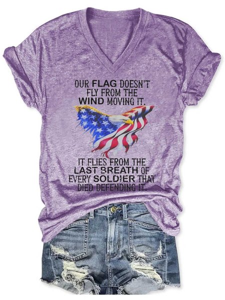

Our Flag Does Not Fly The Wind Moving Women’s Short Sleeve T-Shirt, Purple, T-shirts