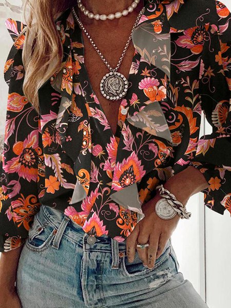 

Mother's Day Themed Floral Print Spring New Hot Women's Tops, Multicolor, Long sleeve tops