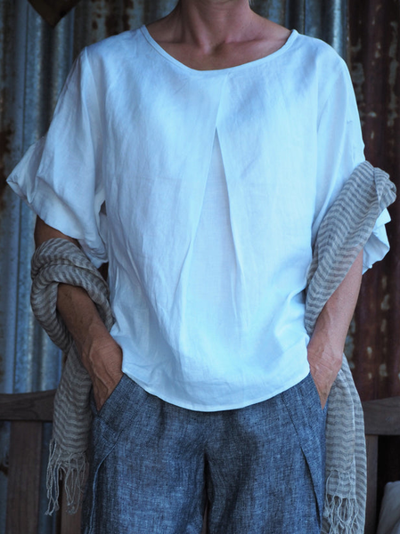 

Casual Loosen Round Neck Plain Short Sleeve Tops, White, Tees & T-shirts