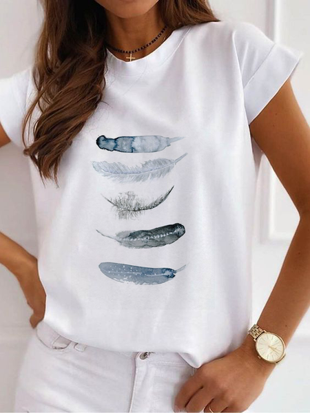 

Casual Short Sleeve T-Shirt, Off white, T-Shirts