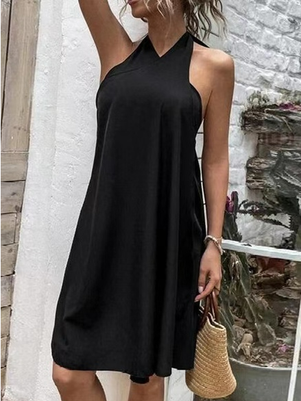 

Cotton Blends Regular Fit Party Short Sleeve Knit Dress, Black, Dresses