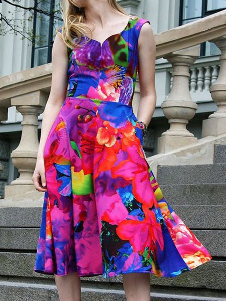 

Regular Fit Elegant Short Sleeve Woven Dress, Rose red, Maxi Dresses
