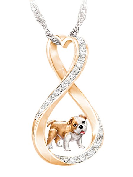 

Alloy Rhinestone Husky Dog Necklace, Rose gold, Necklaces