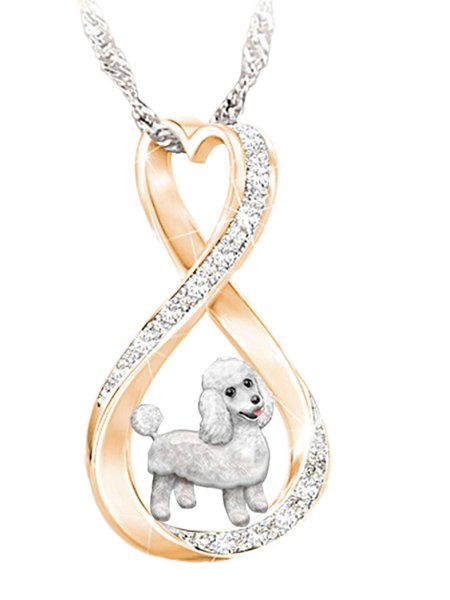 

Alloy Rhinestone Dog Necklace, Rose gold, Necklaces