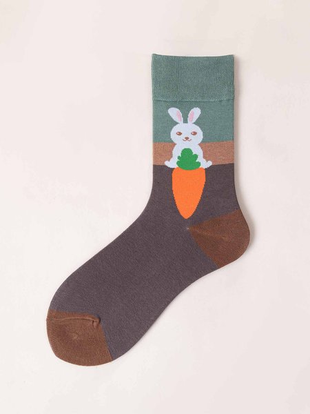 

Easter Bunny Carrot Socks, As picture, Socks