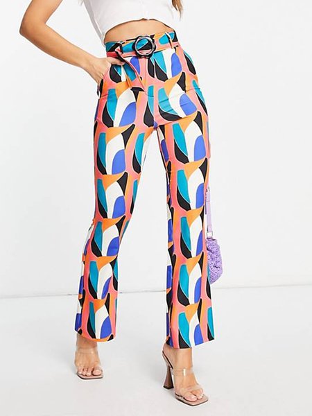 

Regular Fit Simple Daily Flare Leg Pants, Multicolor, Wide Leg Pants