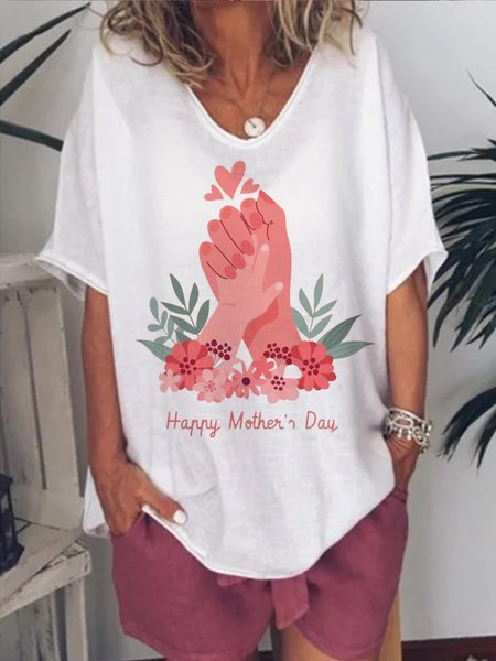 

V Neck Casual Color Block Short Sleeve Tops, White, T-Shirts