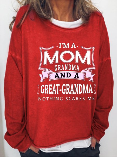 

I'm A Mom And A Great-Grandma Nothing Scares Me Sweatshirt, Red, Hoodies&Sweatshirts