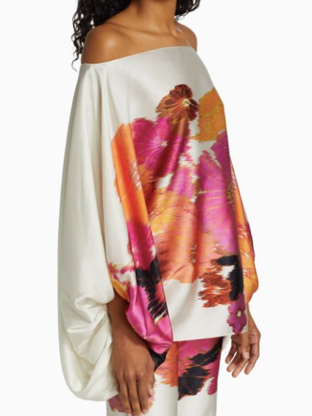 

Summer Slightly stretchy Floral Elegant Short Sleeve Lightweight Tops, White, Blouses and Shirts