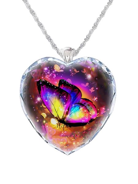 

Heart Crystal Butterfly Necklace, As picture, Necklaces