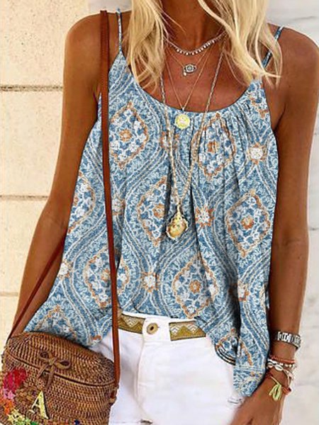 

Loosen Casual Woven Tank, As picture, Tank Top