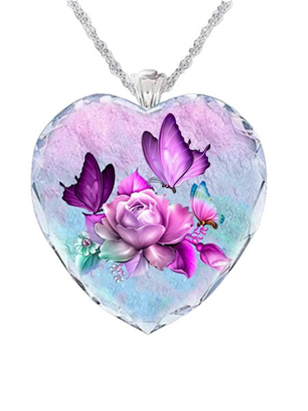 

Heart Crystal Butterfly Necklace, As picture, Necklaces