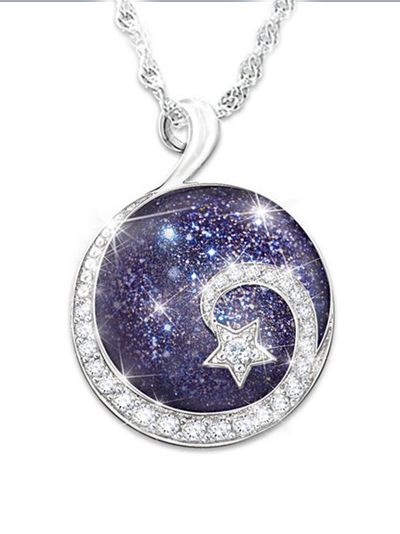 

Rhinestone Planet Star Moon Necklace, As picture, Necklaces