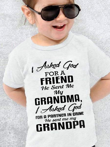 

Funny I Asked God For A Friend He Sent Me My Grandma Cotton T-shirt, White, kid's T-shirts