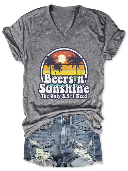 

Beers In Sunshine The Only B.S I Need Shirts&Tops, Gray, T-shirts