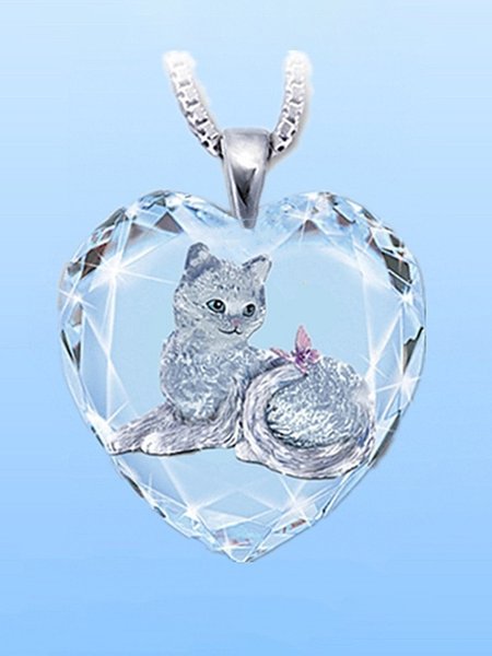 JFN Heart Crystal Necklace, As picture, Necklaces