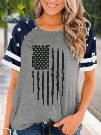 

Casual Loosen Short Sleeve T-Shirt, Gray, T-Shirts