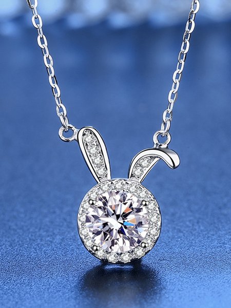

Simple Rabbit Head Moissanite Necklace, As picture, Necklaces